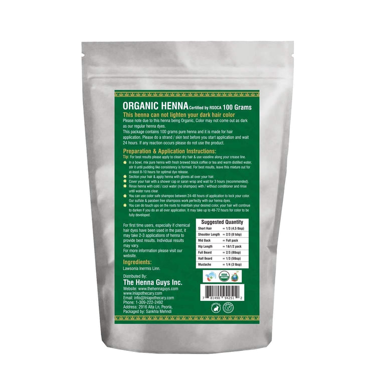 Pure Henna Hair Dye - Organic Henna Powder USDA Certified - The Henna Guys